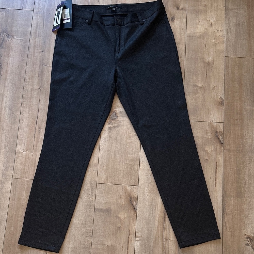 NWT Andrew Marc Womens Ponte Stretch Pant #574907 Charcoal / Black Sz 14